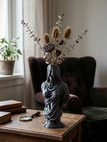 1 Piece Gothic Portrait Sculpture Resin Vase, Dark Academia Baroque Figure Plant Pot Decorative Centerpiece For Living Room Home Decor - 1PC - View 1