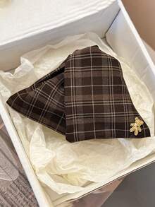 2pcs/1pc Cute Bear Plaid Hair Claw, Simple Polyester Hair Clip, Back Of Head Fashion Hair Claw Decoration, Elegant Elegant Style, Suitable For Women's Daily, Holiday Wear, Spring Summer New Arrival - Multicolor - View 7