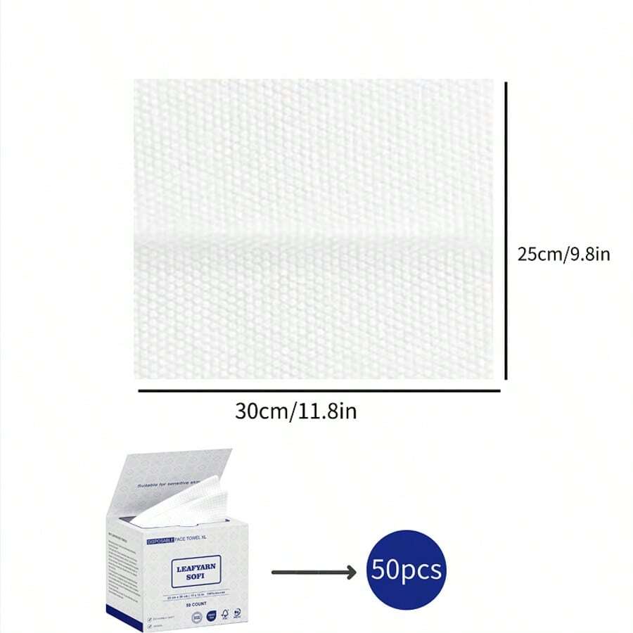 1盒 25*30cm 加厚一次性臉部清潔濕巾，50片/盒