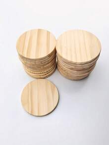 Wood Coasters, Round Wooden Coasters For Tabletop Protection, With Non-Slip Dots, For Drinks, Blank Wooden Coasters Bulk With Non-Slip Silicone Bottom - Beige - View 3