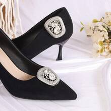 Removable Metal Shoe Flower Buckle Rhinestone Decor Accessories For Sandals Shoe Surface Repair Parts - Silver - View 7