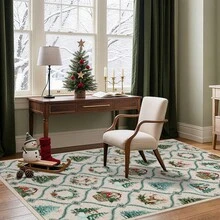 Wanfeeso Christmas Tree Pattern Area Rug – Classic Holiday Floor Carpet Featuring Beautiful Christmas Tree Motifs, Perfect For Living Rooms, Bedrooms, And Entryways - Rice - View 3