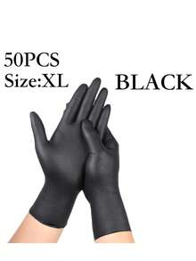 4/50/100pcs Disposable Nitrile Gloves, Powder-Free Durable, Latex-Free, Suitable For Home And Kitchen Cleaning, Kitchen, Bathroom, Toilet, Living Room Housework, Painting Work And Outdoor Travel Multi-Purpose Gloves (Bagged) - Black - View 12