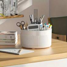 1 st roterbar skrivbordsförvaring med 5 fack, stor kapacitet för kontorsmaterial och kosmetika, organizer för pennor, blyertspennor och studietillbehör, back-to-school-accessoar för studentbänk, kontor, hem och sminkbord, helggåva till studenter - Multifärgad - Visa 8