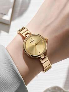 LIANDU 1 Elegant Ladies' Quartz Watch, Light Luxury Stainless Steel Strap Retro Watch, Fashionable Casual Business Gorgeous Style, Holiday Gift Selection - Gold - View 4