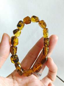Certificate Of Authentication Natural Amber Beaded Bracelet Natural Inclusion Included Fossilized Resin Gemstone Calm And Peace Accessorized - Multicolor - View 1