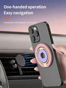 Tri‑Fold Magnetic Phone Ring Holder,360°Rotatable Alloy Finger Ring Kickstand,Multi‑Angle Desktop Stand Compatible With Magnetic Phone Cases - Multicolor - View 9