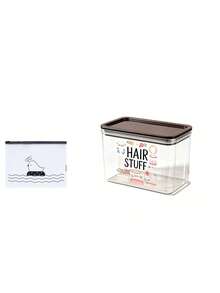 Transparent Sealed Storage Box With Hair Accessory Pattern, Plastic Storage Container, Large Capacity, Dust-Proof And Moisture-Proof, Hair Accessory Storage, Jewelry Storage, Cosmetic Organizer, Makeup Vanity Organizer, Highly Attractive Desktop Decor, Dressing Table Surface Placement, Bedroom Desktop Organization, Home Storage Arrangement. Sealed Design Isolates Dust And Moisture, Transparent And Visible For Quick Item Retrieval, Ample Space - Multicolor - View 13