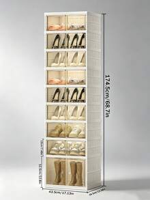 3/6/9LayerHome Multi‑layer Shoe Storage Cabinet, White Foldable Shoe Organizer with Transparent Cover, Dust‑resistant Storage for Sneakers, Heels and Tall Boots - Ver 4