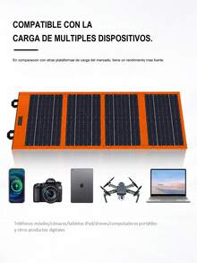 MOREKA Panel solar monocristalino plegable para exteriores, fuente de alimentación de emergencia para exteriores, panel solar monocristalino de PET, tela Oxford impermeable, chip de carga inteligente. - MOR-130 - Ver 3