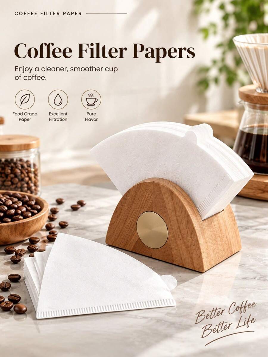 40/80/160pcs Coffee Filter Paper, V-Shaped Coffee Filter Paper, Disposable Coffee & Tea Filter Paper, Suitable For Pour-Over Coffee And Drip Coffee Maker, Outdoor, Travel, Office, Back To School Essential