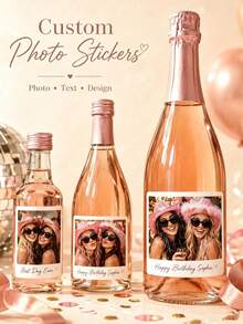 1-12pcs Customized Wine Bottle Labels, Personalized DIY Wine Bottle Stickers, Can Design Birthday Person's Name And Birth Date, Stick On Wine Or Champagne Bottles, Create Eye-Catching Visual Focus, Instantly Enhance Party Photo Atmosphere - Multicolor - View 3