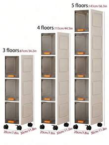 20cm/7.8 Inch Narrow Gap Storage Cabinet, 3-5 Tier Flip Lid Storage Cabinet, Thickened Plastic Rolling Storage Cabinet, Multi-Layer Living Room Clothing Home Dust-Proof Storage Rack, Room Decor, Kitchen Accessories, Christmas, Bedroom Decor, Home Decor - View 3
