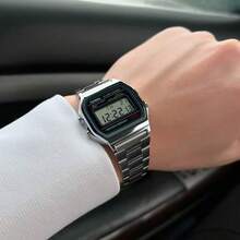 Casio Waterproof Classic Retro Silver Small Square Quartz Movement Steel Band Watch - Silver - View 5