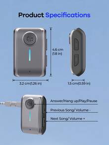 REMAX Mini Bluetooth 5.3 Audio Receiver, Plug And Play, Built-In High-Definition Microphone Supports Hands-Free Calling, High-Definition Sound Quality And Stable Low-Latency Transmission, Suitable For Car Audio, Speakers And Wired Headphones, Car Accessories, Car Essentials, Car Supplies - Silver - View 11