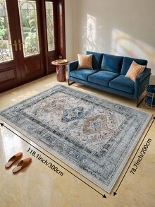 1pc Light Blue Bohemian Living Room Rug, Suitable For Kitchen, Dining Room, Bedroom, Room Holiday Decor, Indoor/Outdoor, Office, Lobby, Non-Slip Doormat, Bathroom Rug, Hallway, Study Gaming Area Rug - Dusty Blue - View 14