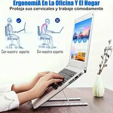 Dudukan Laptop 18 Inci, Paduan Aluminium, Dapat Dilipat, Pembuangan Panas, Baki yang Dapat Diatur Ketinggiannya, Dudukan Meja Portabel, Dudukan Tablet dan Ponsel - View 6