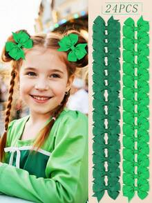 24PCS Kids Solid Color Hexagon Bow Hair Clips, Girls Hair Accessories Suitable For Daily And Holiday Use - Multicolor - View 8