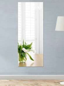 1pc Large Size High Definition Full Body Beauty Mirror Soft Film, Self-Adhesive Soft Acrylic Mirror Sticker, Durable, Mirror Wall Sticker, With Wooden Board Packaging, Anti-Damage (Product Size Based On Actual Item) - Silver Lenses - View 4