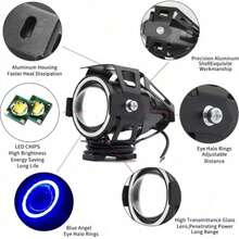 1pc Motorcycle Fog Lights With Switch, 12V/24V 7.62cm Halo Auxiliary Light For ATV Scooter Trucks Exploratory Lights For Moto Pair Multicolored - U7 - View 4