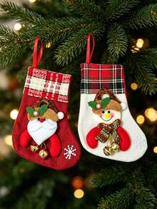 2pcs Christmas Stocking Gift Bags, Christmas Tree Hanging Decor, Winter Holiday Party Home Decoration Candy Snack Storage Bags - Multicolor - View 4