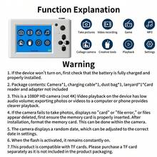 1080P Digital Camera - CCD Camera, 16x Zoom, Auto Focus, Photo And Video, 24 Fun Filters, Equipped With 700mAh Battery, MP3 And Game Functions, Multi-Language Support, Retro Style - Perfect Holiday Gift For Friends And Travelers - Camera + Data Cable - View 6