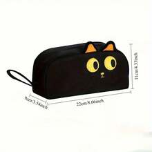 Cute 3D Black Cat Pencil Case - Large Capacity Polyester Student Supplies, Cute Cat Lover Gift, Suitable For Students And Office (Paw Design) - Multicolor - View 3
