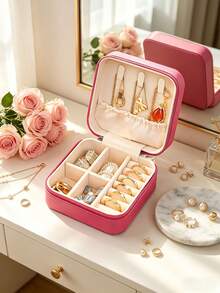 1pc Travel Jewelry Box, Large Capacity Jewelry Storage Box, Jewelry Organizer Box, Multi-Functional Jewelry Display Box, Jewelry Storage And Organizer Box, Portable Travel Jewelry Box, Travel Essential, Perfect Gift For Women - Multicolor - View 6