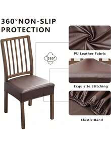 Waterproof PU Dual-Opening Leather Square Chair Seat Cover, Suitable For Dining Room, Kitchen, Dining Sofa, Removable Soft Padded Chair Cover - Multicolor - View 4