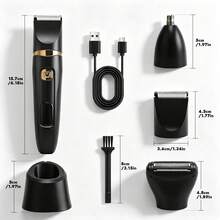 4-In-1 Multi-Function Women's Electric Shaver USB Rechargeable Body Hair Removal Set, Includes Charging Base And Guide Comb, Suitable For Bikini Area, Legs And Underarm Hair Trimming - Black - View 7