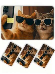 5pcs Funny Cat Official Credit Card Stickers, Privacy Protection Card Sleeve, Selfie Pet Cat Pattern Birthday Gift, PVC Material Anti-Fingerprint Anti-Scratch Wear-Resistant Card Sleeve, Suitable For Men, Women, Couples, Small Chip Card, Bank Card Decoration Sticker, Credit Card, Transportation Card, Student Campus Card Personalized DIY - Multiple Styles - View 5
