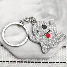 Cute Sparkling Rhinestone Ghost Keychain, Colorful Crystal Ghost Pendant, Fashionable Halloween Decoration, Exquisite Small Gift For Women And Girls, Silver Metal Cartoon Ghost Bag Charm, Daily Use Halloween Themed Decorative Accessory - Silver - View 6