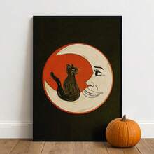 1/PC Cute Ghost Halloween Mural, Witch Costume Printing, Pumpkin Reception Poster Wall Art, Eerie Autumn Frameless Decorative Painting - Frameless - View 3