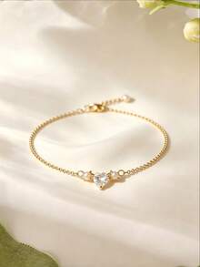 14K Gold Jewelry Set, Includes Necklace And Bracelet, Elegant Style, Perfect For Daily Wear And Gifting - Gold - View 9