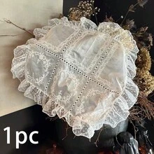 1/2/4件法式復古刺繡蕾絲餐墊，波點網紗荷葉邊鏤空花卉邊緣桌墊，餐桌裝飾攝影道具 - 彩色 - 查看 11