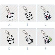 6 Pcs/Set Cute Cartoon Panda Acrylic Keychains, Soft Adorable Panda Pendant With Metal Key Ring, Decorative Key Chain Charms For Keys Backpack Handbag, Party Favor Gift Supplies - Panda - View 6