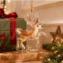 Custom Name Christmas Ornament, Personalized Santa Reindeer Tree Hanging Decor, Festive Holiday Style, Customized Christmas Tree Decoration, Customizable Name Pendant, Christmas Home Decor, Holiday Keepsake Gift, Bag Charm, Gifts For Family, Friends - Style a - View 7