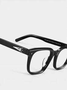 1 Pair Fashion Casual Personalized Star Design Black Frame Plain Lens Decorative Glasses - Clear - View 2