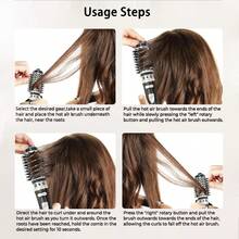 Sikat Pengering Rambut Putar 4-in-1 dengan 2 Kepala Sikat yang Dapat Dilepas, Set Sikat Pengering Rambut Putar Anti-Frizz untuk Mengeringkan dan Menata Rambut dengan Gaya Keriting ke Dalam, Tegangan Standar Eropa 230V, Cocok untuk Rambut Sedang hingga Panjang - MultiWarna - View 9