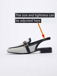 Sandal Selop Tertutup Wanita Musim Gugur 2025, Mules Bertumit Rendah dengan Blok Warna, Sepatu Kanvas Musim Semi/Panas Aprikot, Sepatu Loafer - Aprikot - View 7