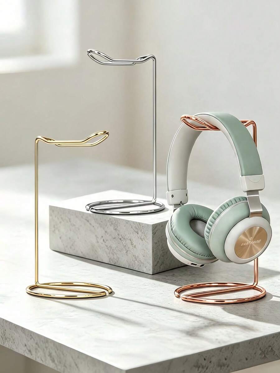 Minimalist Headphone Stand, Sturdy Gaming Bluetooth Headphone Desktop Stand, Suitable For Office Desk, Recording Studio Headphone Placement, Wireless Headphone, Space-Saving Desktop Display Rack, Countertop Storage Accessory, Headphone Hanger
