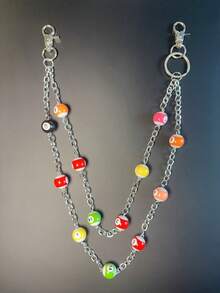 1pc Men's Mixed Color Punk Style Chain Waist Chain, Hip Hop Ins Minimalist Waist Chain, Suitable For Decorating Keychain Wallet Bag Buckle, Random Digital Sequence Shipment - Multicolor - View 2