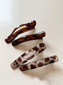 5pcs/1pc Leopard-Print Duckbill Hair Clips – Suitable For Home Hairstyling, Business Trips, Commuting, Vacations, As Well As Use In Hair Salons, Beauty Parlors, Or Medical Aesthetic Clinics. - Multicolor - View 9