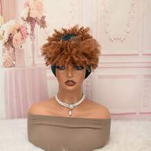 Women Black Short Kinky Curly Synthetic Headband Wig, Fluffy Natural Non‑Glueless No Lace Easy Wear Wig For Daily Party Date - Multicolor - View 18