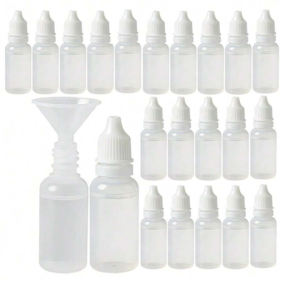 20 Plastic Empty Dropper Bottles With 1 Funnel - 10ml - View 1