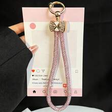 Fashionable Exquisite Full Rhinestone Butterfly Short Outdoor Portable Pendant Butterfly Full Rhinestone Ring Women's Delicate High-End Niche Pendant Accessory Outdoor Travel Hiking Commute Handbag Strap Phone Case Phone Cover Small Pendant Rope Rhinestone Shiny Inlaid Diamond High-End Wrist Pendant Phone Chain Phone Lanyard - Multicolor - View 5