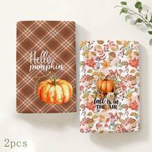 2pcs Pumpkin Maple Leaf Mushroom Plaid Print Kitchen Towels, Autumn Pastoral Style Hand Towels, Suitable For Thanksgiving, Autumn Kitchen Decor, Harvest Celebration, Farm Theme Decoration, Baking Cooking And Daily Home Use - Multicolor - View 11