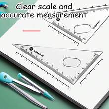 1 Set de Compás y Regla, Regla Triangular Regla de Prueba Regla Multifunción, Accesorios de Dibujo Preciso, Adecuado para Aprendizaje, Matemáticas, Exámenes, Tareas, Útiles Escolares, Compás y Regla de Dibujo Geométrico - Varios estilos - Ver 8