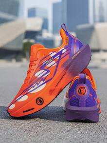 Women's Sports Shoes, Featuring Fabric Upper And EVA Sole, Suitable For All Seasons, Versatile Style, For Running, Basketball, Volleyball And Gym Workouts. - Orange-purple - View 6