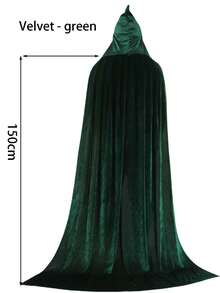 Halloween 1pc Black Witch Velvet Cloak 185CM & 90CM Halloween Hooded Cape Queen Party Performance Long Robe Shawl Costume, Suitable For Various Festivals, Witch, Devil, Vampire, Gold Velvet Long Robe Shawl Renaissance Medieval Costume Accessory Prop - Multicolor - View 6